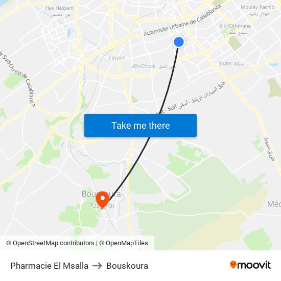 Pharmacie El Msalla to Bouskoura map