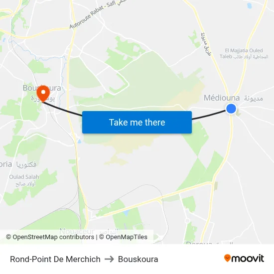 Rond-Point De Merchich to Bouskoura map