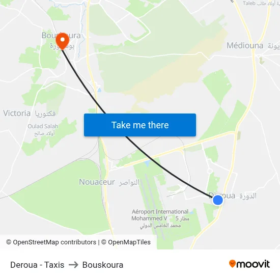 Deroua - Taxis to Bouskoura map