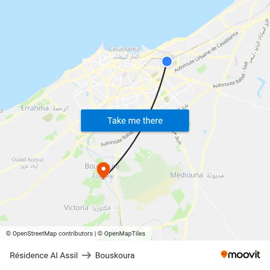 Résidence Al Assil to Bouskoura map