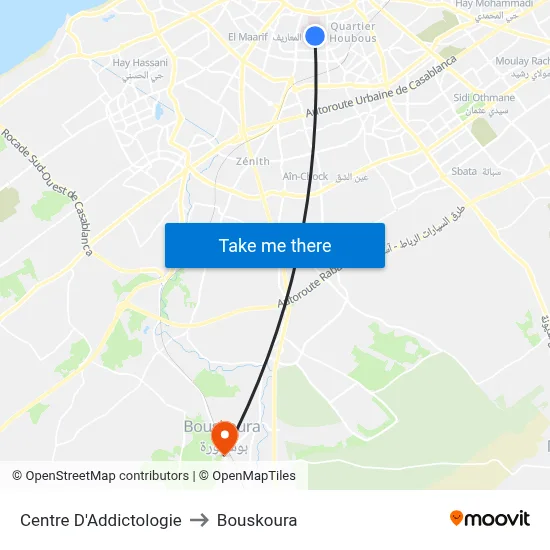 Centre D'Addictologie to Bouskoura map