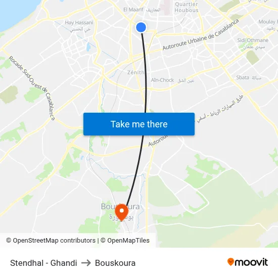 Stendhal - Ghandi to Bouskoura map