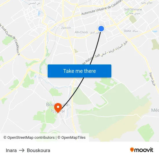 Inara to Bouskoura map