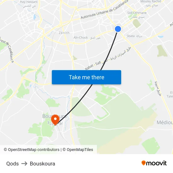 Qods to Bouskoura map