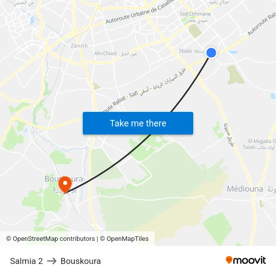 Salmia 2 to Bouskoura map