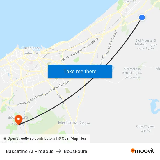 Bassatine Al Firdaous to Bouskoura map