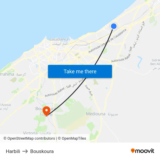 Harbili to Bouskoura map