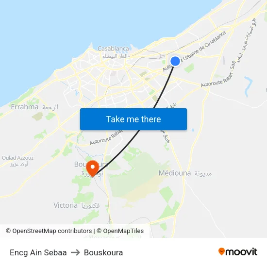 Encg Ain Sebaa to Bouskoura map