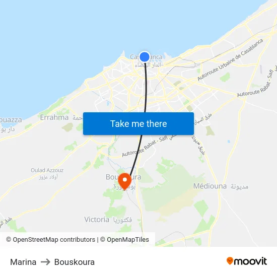 Marina to Bouskoura map