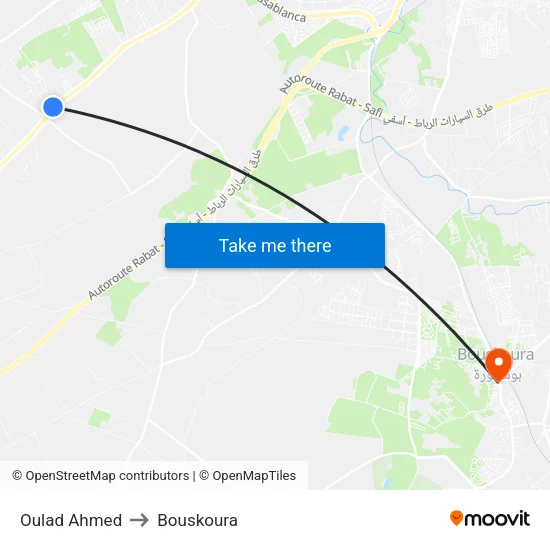 Oulad Ahmed to Bouskoura map