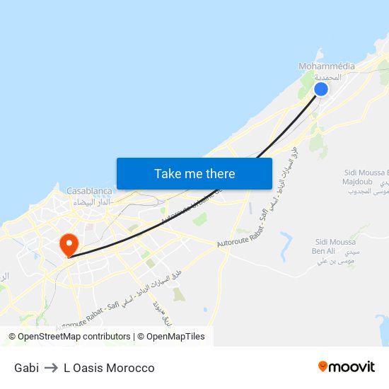 Gabi to L Oasis Morocco map