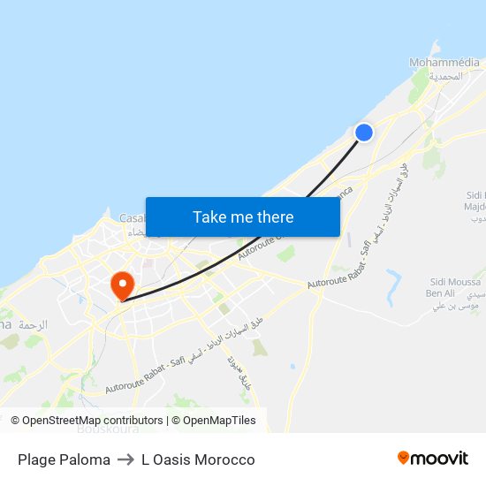 Plage Paloma to L Oasis Morocco map