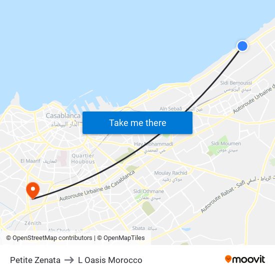 Petite Zenata to L Oasis Morocco map
