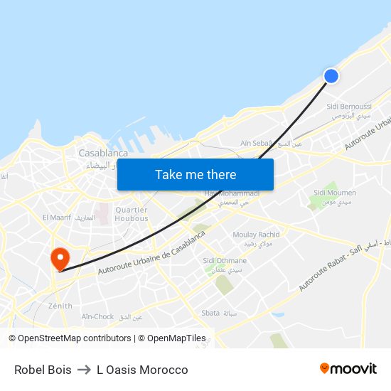 Robel Bois to L Oasis Morocco map