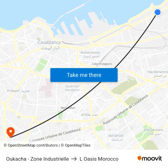 Oukacha - Zone Industrielle to L Oasis Morocco map