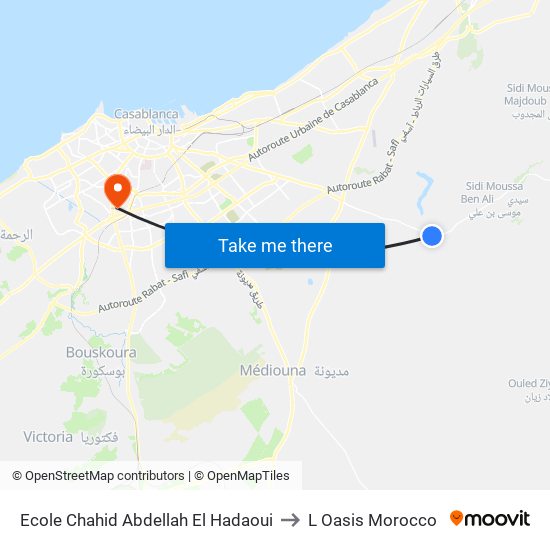 Ecole Chahid Abdellah El Hadaoui to L Oasis Morocco map