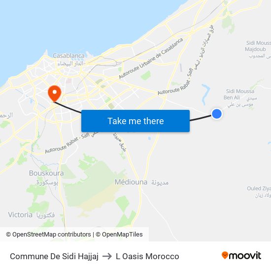 Commune De Sidi Hajjaj to L Oasis Morocco map
