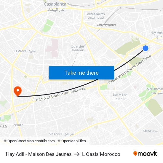 Hay Adil - Maison Des Jeunes to L Oasis Morocco map