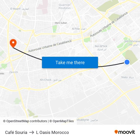 Café Souria to L Oasis Morocco map