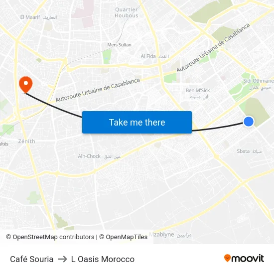 Café Souria to L Oasis Morocco map