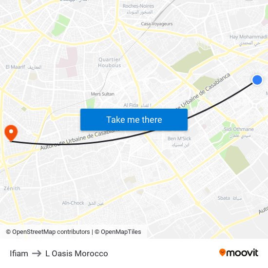 Ifiam to L Oasis Morocco map