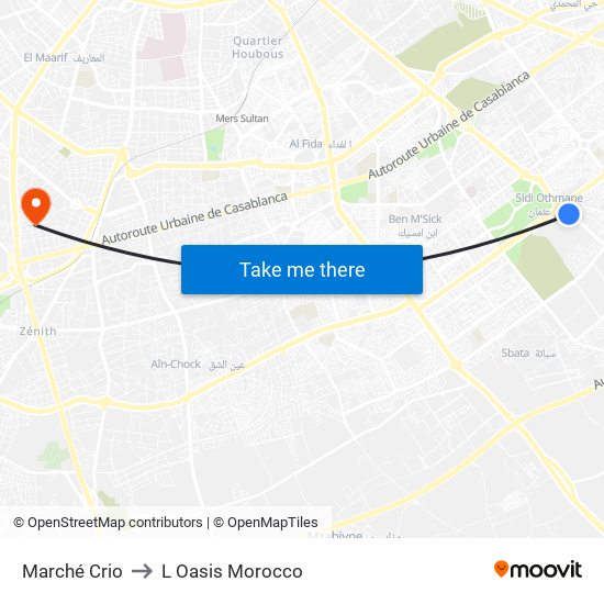 Marché Crio to L Oasis Morocco map