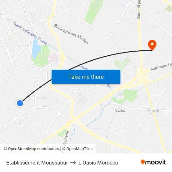Etablissement Moussaoui to L Oasis Morocco map