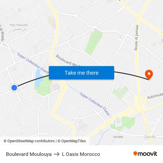 Boulevard Moulouya to L Oasis Morocco map