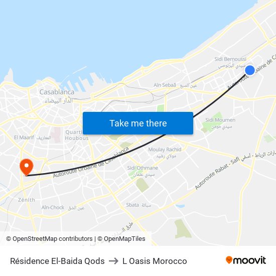 Résidence El-Baida Qods to L Oasis Morocco map