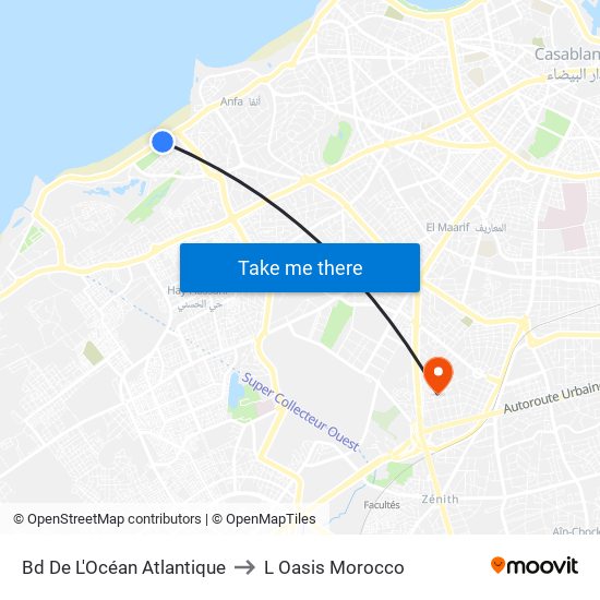 Bd De L'Océan Atlantique to L Oasis Morocco map