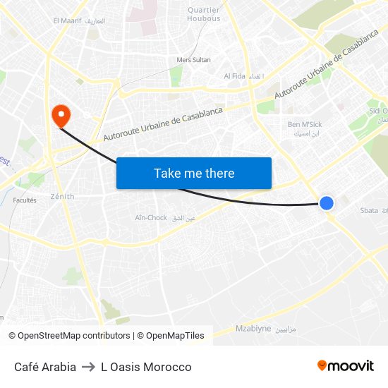 Café Arabia to L Oasis Morocco map
