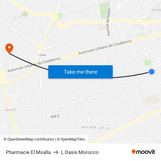 Pharmacie El Msalla to L Oasis Morocco map