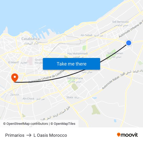 Primarios to L Oasis Morocco map