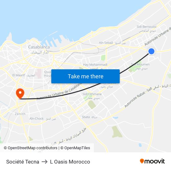 Société Tecna to L Oasis Morocco map