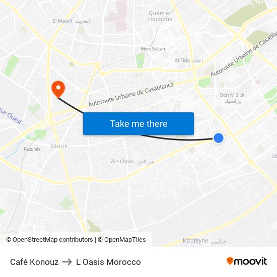 Café Konouz to L Oasis Morocco map