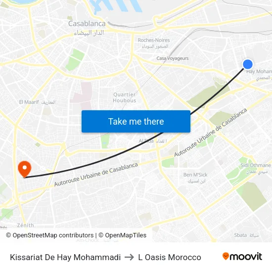 Kissariat De Hay Mohammadi to L Oasis Morocco map
