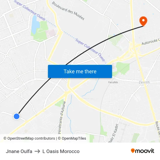 Jnane Oulfa to L Oasis Morocco map