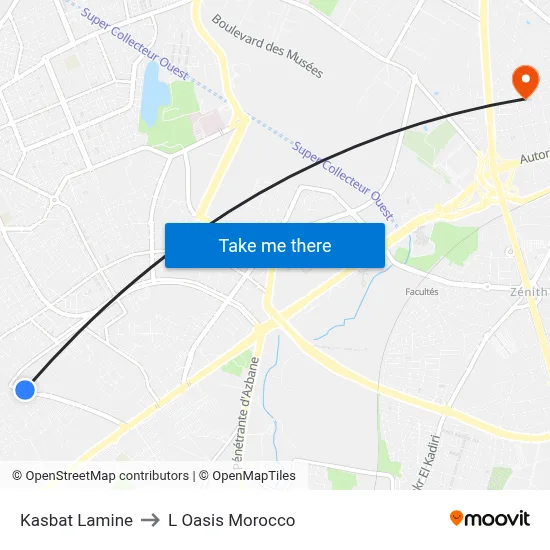 Kasbat Lamine to L Oasis Morocco map