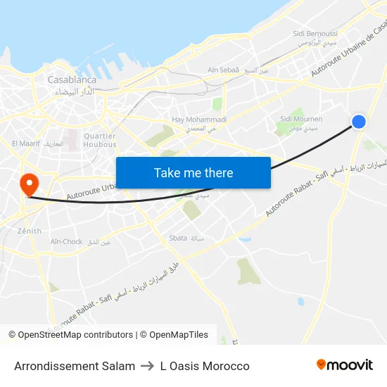 Arrondissement Salam to L Oasis Morocco map