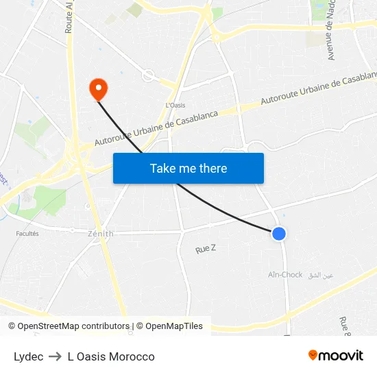 Lydec to L Oasis Morocco map