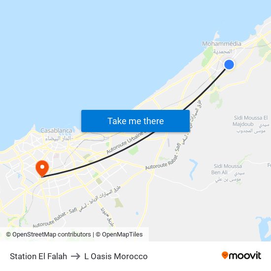 Station El Falah to L Oasis Morocco map