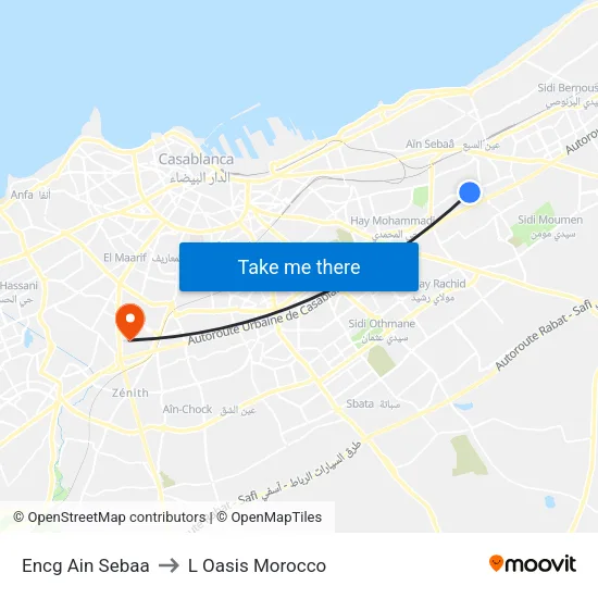 Encg Ain Sebaa to L Oasis Morocco map