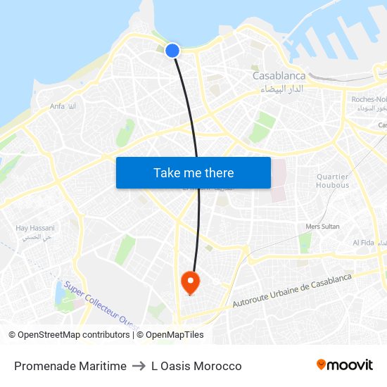 Promenade Maritime to L Oasis Morocco map