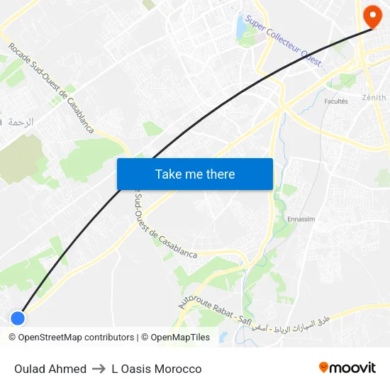 Oulad Ahmed to L Oasis Morocco map
