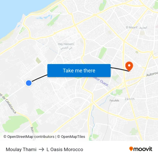 Moulay Thami to L Oasis Morocco map