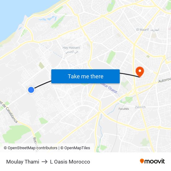 Moulay Thami to L Oasis Morocco map
