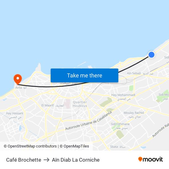 Café Brochette to Aïn Diab La Corniche map
