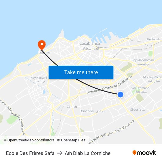 Ecole Des Frères Safa to Aïn Diab La Corniche map