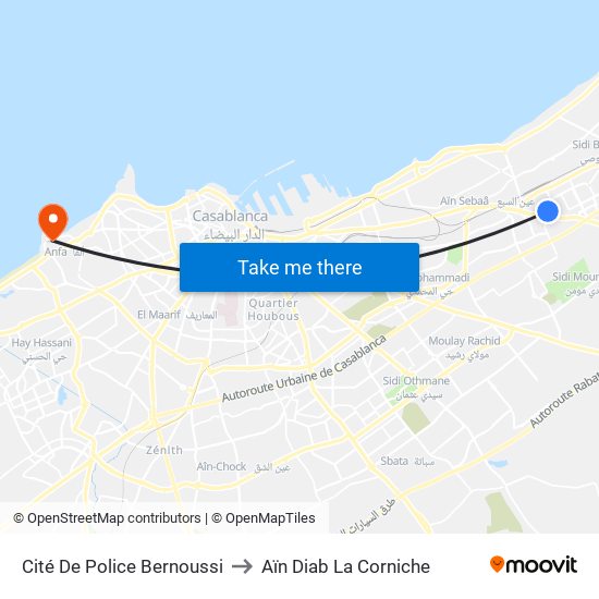 Cité De Police Bernoussi to Aïn Diab La Corniche map