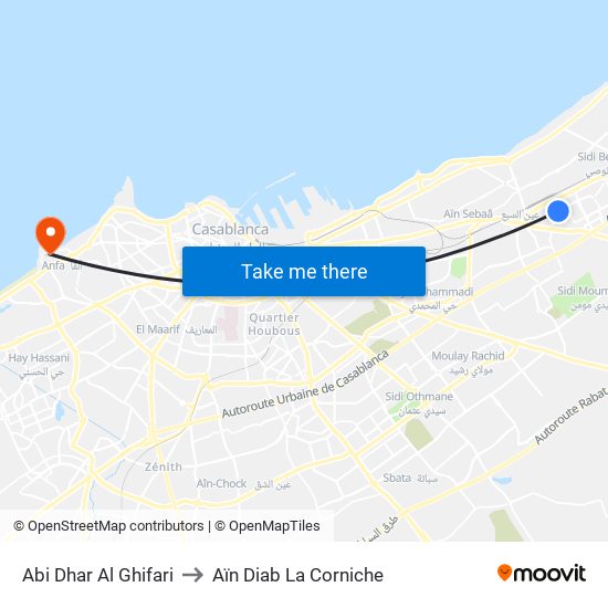 Abi Dhar Al Ghifari to Aïn Diab La Corniche map